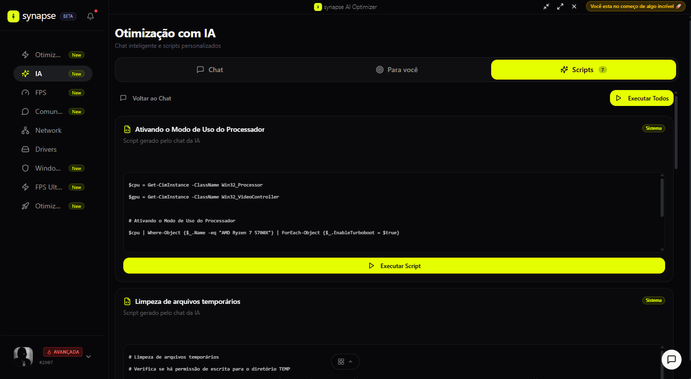 Presets de desempenho